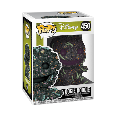 Figura de vinil Funko Pop! Disney Oogie Boogie na caixa com texto