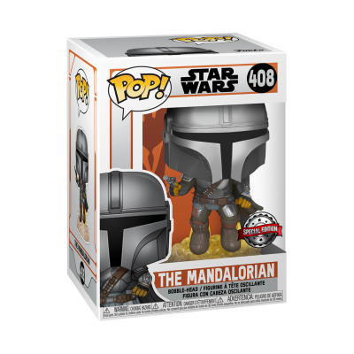 Boneco Funko Pop! The Mandalorian Star Wars 408 em caixa transparente com etiqueta Special Edition