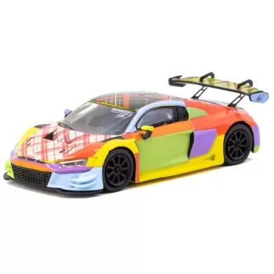 Miniatura de carro desportivo colorido em fundo branco