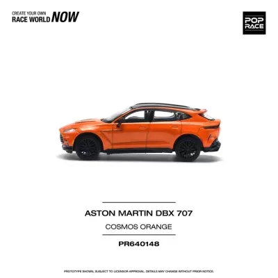 Miniatura do carro Aston Martin DBX 707 laranja Cosmos de perfil