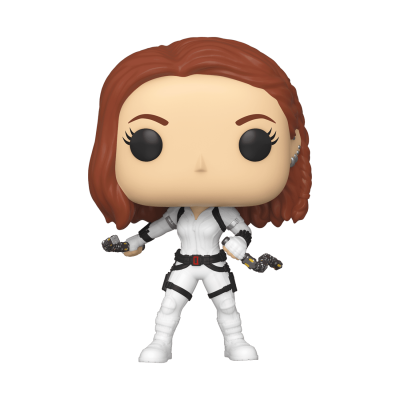 Figura colecionável Funko Pop de personagem com fato branco e cabelo ruivo