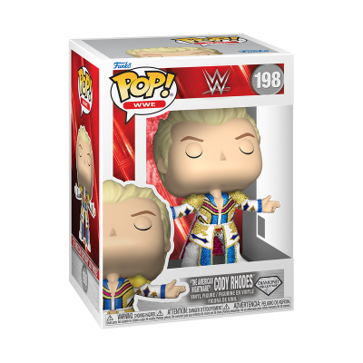 Figura Funko Pop WWE Cody Rhodes dentro da embalagem