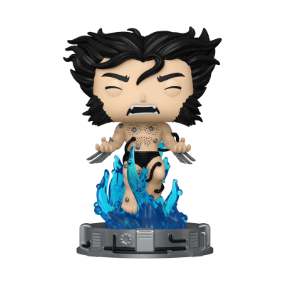 Figura colecionável estilizada de personagem masculino com cabelos pretos e base cinzenta
