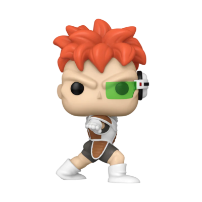 Figura Funko Pop de personagem com cabelo vermelho e visor verde em pose de ataque