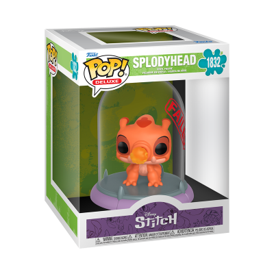 Figura Funko Pop Deluxe Splodyhead da Disney Stitch em caixa com base e texto