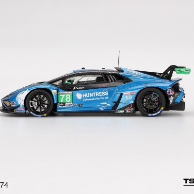 miniatura de carro de corrida azul Lamborghini Huracán EVO com adesivos e número 78