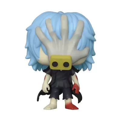 Figura Funko Pop com cabelo azul claro e mão cinzenta cobrindo os olhos
