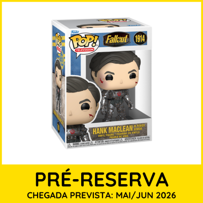 Figura Pop! Vinyl Fallout Hank MacLean na caixa com pré-reserva e data de chegada prevista