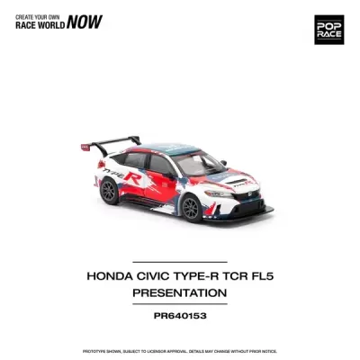Miniatura de carro de corrida Honda Civic Type-R TCR FL5 vermelho, azul e branco