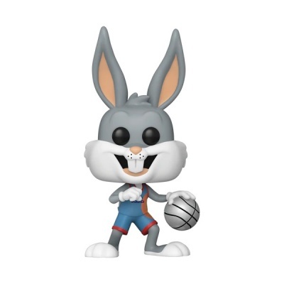 Figura vinil Bugs Bunny cinza com calções azuis e bola de basquetebol