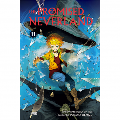 Capa do manga The Promised Neverland volume 11 com personagem e vidro partido