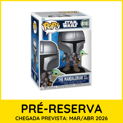 Funko Pop The Mandalorian with Grogu Star Wars 818 em embalagem