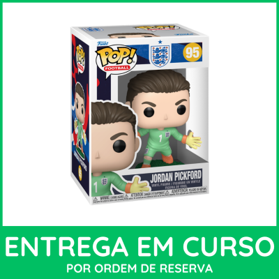 Figura Funko Pop Jordan Pickford com caixa e texto promocional em português