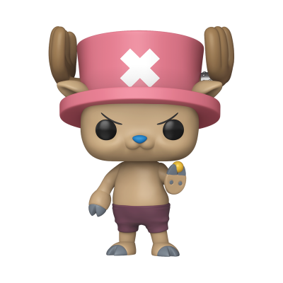 Figura Funko Pop de personagem com chapéu rosa e X branco