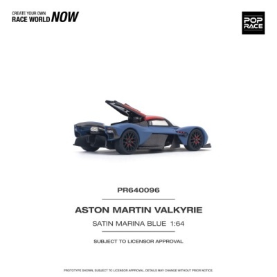 Carro de brinquedo Aston Martin Valkyrie azul Satin Marina escala 1:64