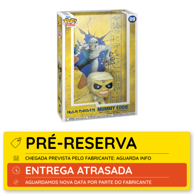 Caixa Funko Pop! Iron Maiden Mummy Eddie número 09 com figura de múmia na embalagem