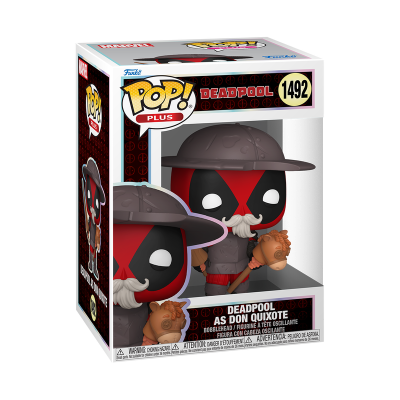 Figura Funko Pop Plus Deadpool como Don Quixote na embalagem