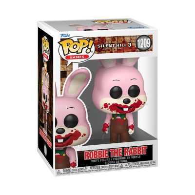 Funko Pop Robbie the Rabbit do Silent Hill 3 em embalagem branca com detalhes marrons
