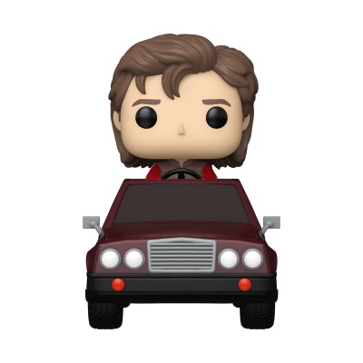 Figura Funko Pop a conduzir carro bordô
