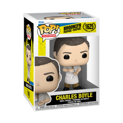 Funko Pop! vinil personagem Charles Boyle da série Brooklyn Nine-Nine na sua embalagem