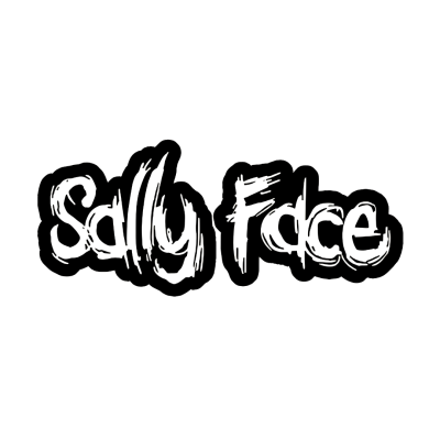 Logotipo grafite com texto Sally Face em branco e preto