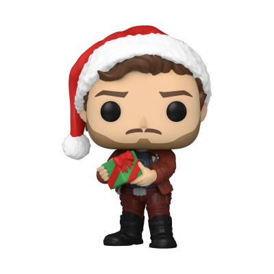 Figura colecionável Funko Pop com gorro de Natal e presente
