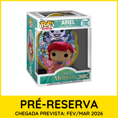 Figura Funko Pop Deluxe Ariel em embalagem com janela transparente e texto THE LITTLE MERMAID.