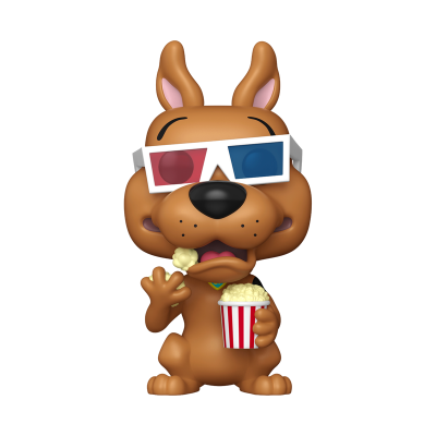 Figura colecionável de Scooby-Doo a comer pipocas com óculos 3D