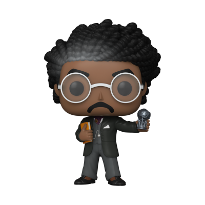 Figura Funko Pop de homem com cabelo trançado e fatos cinzento escuro