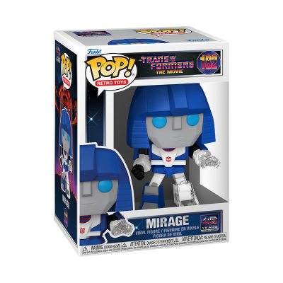 Figura Funko Pop! Mirage dos Transformers na caixa