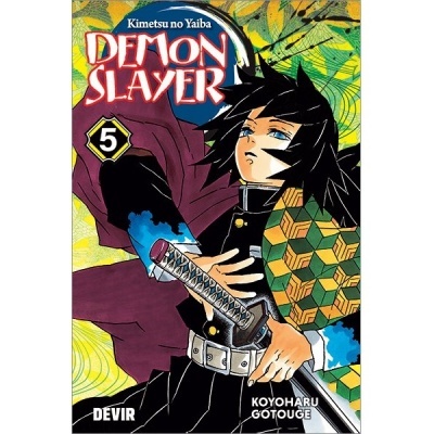 Capa do manga Demon Slayer volume 5 com personagem segurando espada