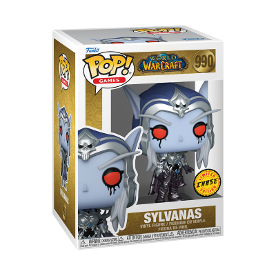 Funko Pop Sylvanas World of Warcraft, vinil, com armadura prateada e olhos vermelhos