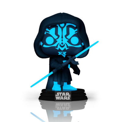 Figura Funko Pop Darth Maul Star Wars com luz azul e capa preta