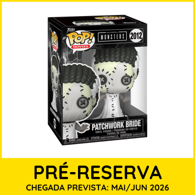 Funko Pop Patchwork Bride em caixa preta com detalhes brancos