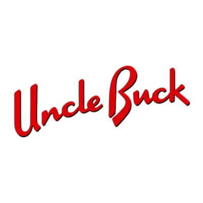Logo Uncle Buck em letras vermelhas cursivas