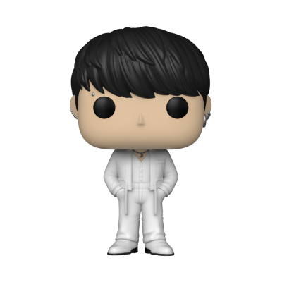 Boneco Funko Pop com fato branco e cabelo preto