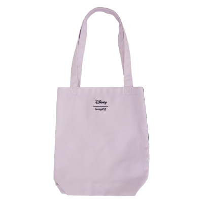 Mala tote bag cor de rosa claro com textos Disney e loungefly a preto