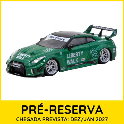 Miniatura de carro desportivo verde metálico com texto LIBERTY WALK