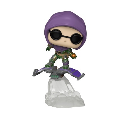 Figura Funko Pop de personagem com capuz roxo e hoverboard