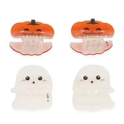 Ganchos de cabelo de Halloween com abóboras e fantasmas