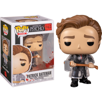 Figura Funko Pop! de Patrick Bateman com machado e caixa do lado