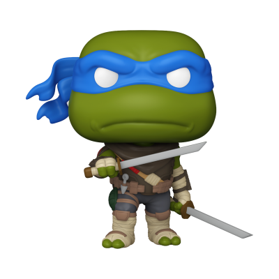 Figura estilizada de tartaruga ninja com máscara azul e espadas