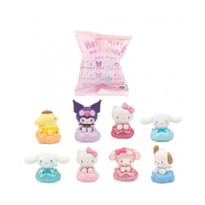 Oito mini figuras Hello Kitty and Friends com embalagem rosa