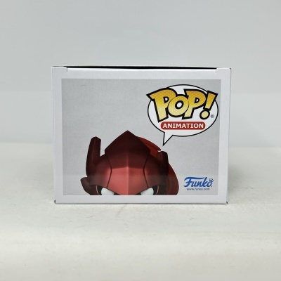 Caixa branca de papel com boneco Pop! vermelho e texto POP! ANIMATION