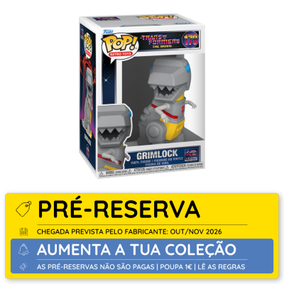Figura Funko Pop Grimlock Transformers número 179 em caixa com janela transparente