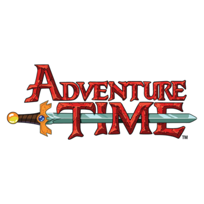 Logótipo Adventure Time com espada azul e cabo decorado