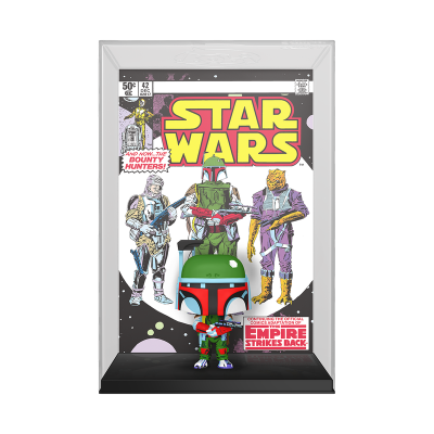 Mini figura POP Boba Fett com capa de revista Star Wars em acrílico