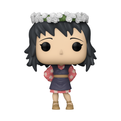Figura Funko Pop de personagem feminina com coroa de flores e vestido rosa