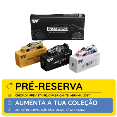 Miniaturas de carros de corrida Nissan Skyline GT-R R32 com designs Liberty Walk em caixas coloridas
