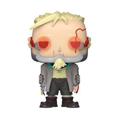 Figura Funko Pop com cabelo loiro e óculos vermelhos